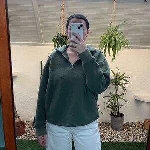 green teddy renew everlane quarter zip